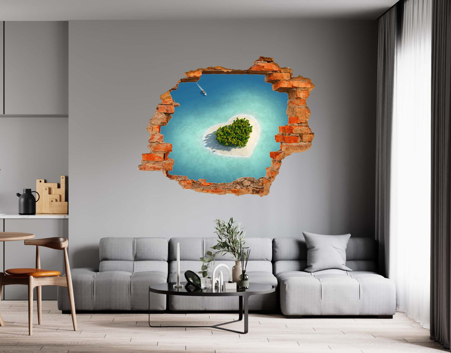 Wandtattoo 3D - Ziegelwand